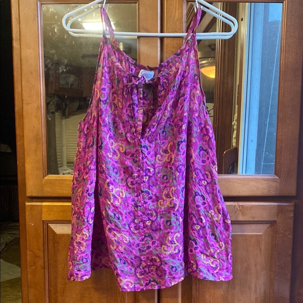 Silk Vibrant Purple Sheer Large Spaghetti Strap Tank Fairycore Whimsical